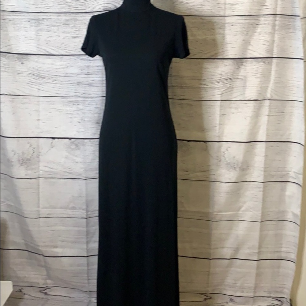 🗣Barami🗣 long Black Silky Turtleneck Dress